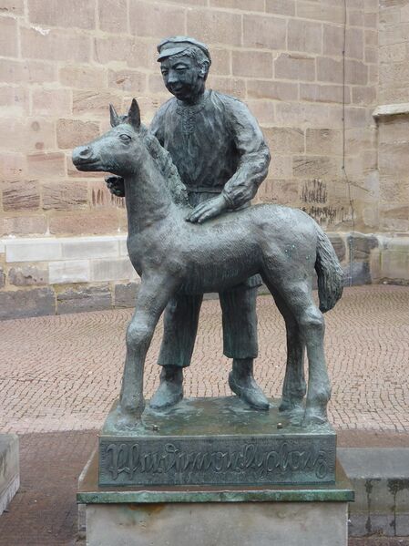 Datei:Blaschke Pferdemarktbrunnen Dudersdtadt 1969.jpeg